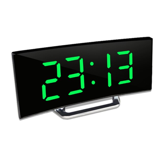 Digital Alarm Clock with Curved Mirror LED Display and Battery Powered Operation - Image 7