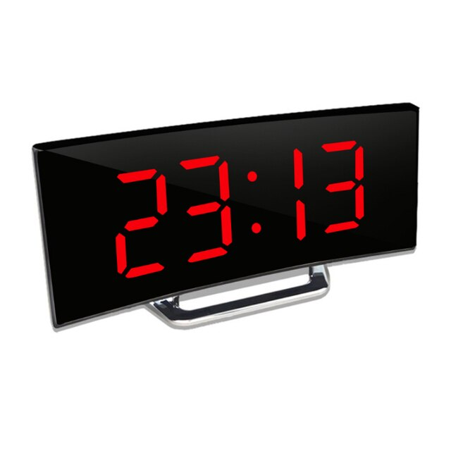 Digital Alarm Clock with Curved Mirror LED Display and Battery Powered Operation - Image 8