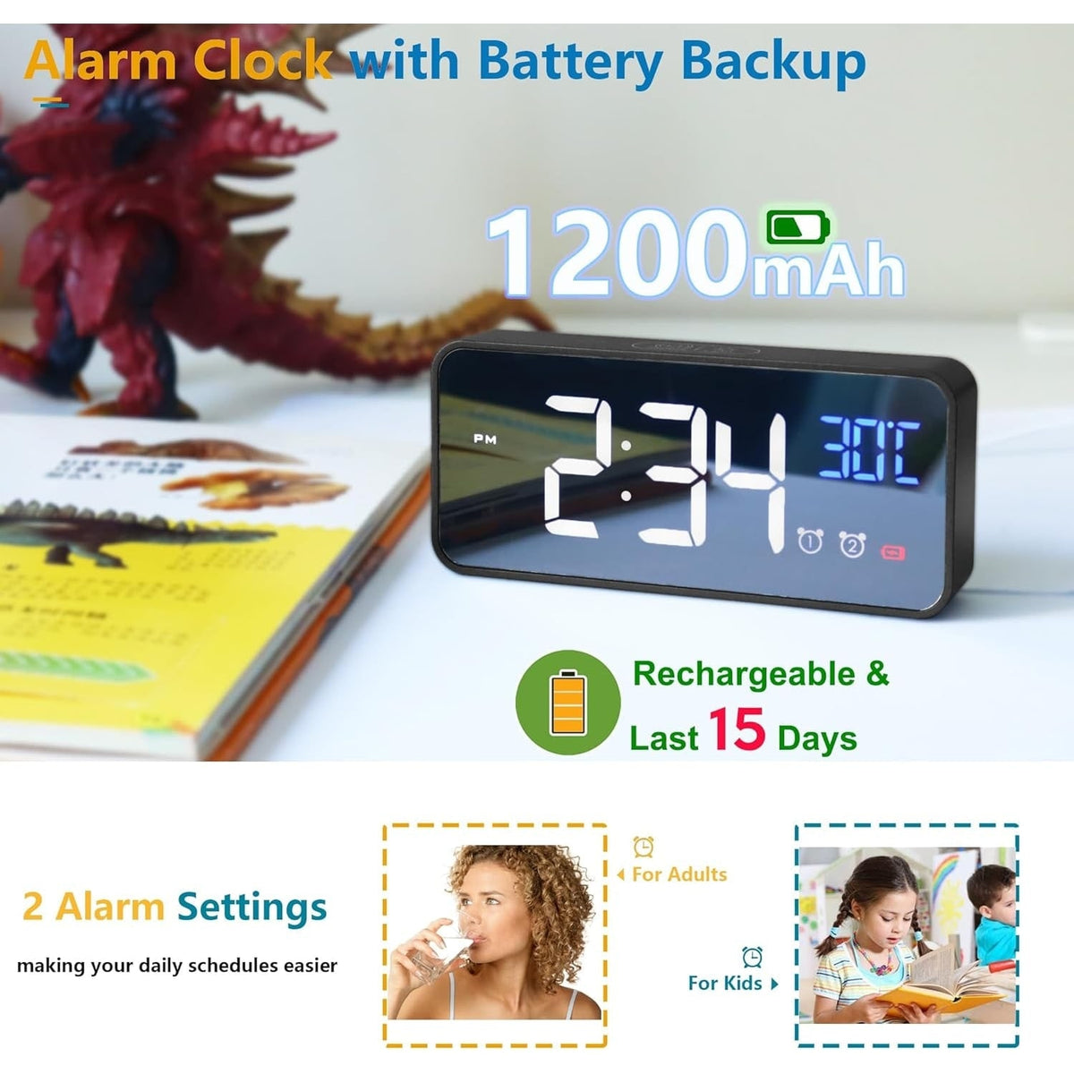Digital Calendar Clock with Large Display Wireless Remote Control and Alarm Reminders - Image 13