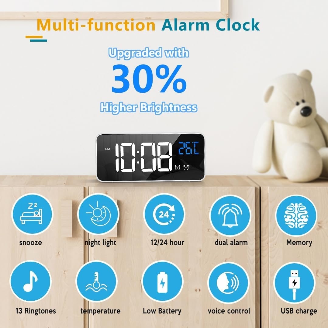 Digital Calendar Clock with Large Display Wireless Remote Control and Alarm Reminders - Image 17