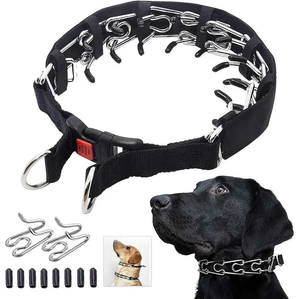 Dog Prong Training Collar with Reflective Cover and Rubber Tips for Controlled Walks - Image 4