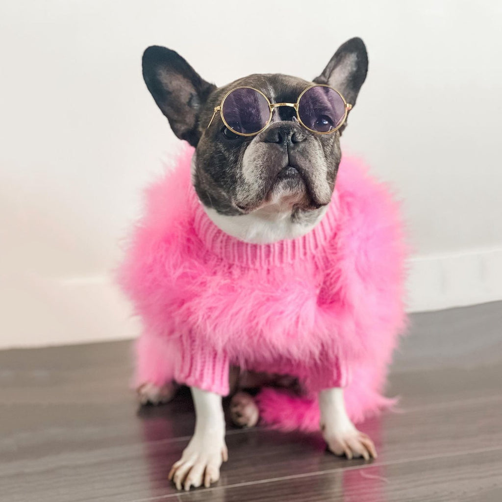 Dog Sweater with Fluffy Faux Fur and Ribbed Knit Turtleneck for Small to Large - Image 6