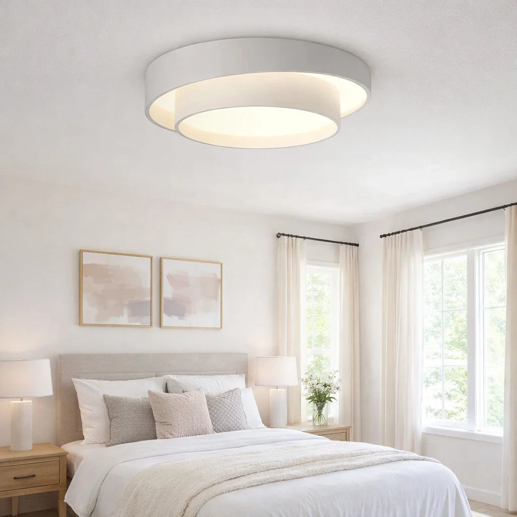 LED Oyster Light with Layered Circle Design Flush Mount Ceiling Light for Bedroom Hallway Kitchen