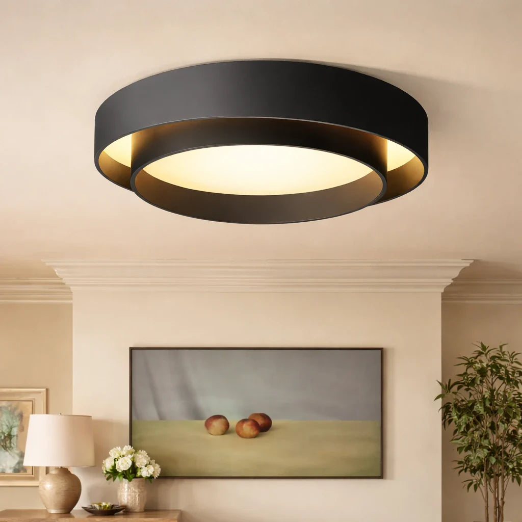 LED Oyster Light with Layered Circle Design Flush Mount Ceiling Light for Bedroom Hallway Kitchen