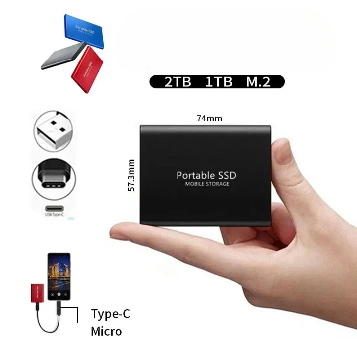 External Ssd Portable Solid State Drive with Usb-C for Fast File Transfer - Image 4