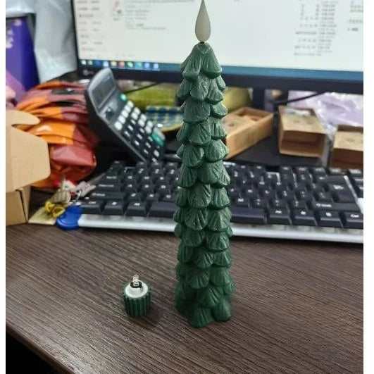 Flameless LED Taper Candles with Christmas Tree Shape and Remote Control Timer - Image 4