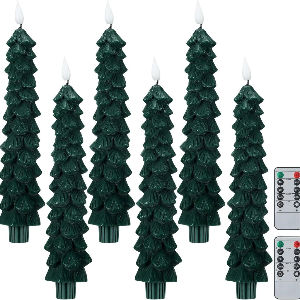 Flameless LED Taper Candles with Christmas Tree Shape and Remote Control Timer - Image 6