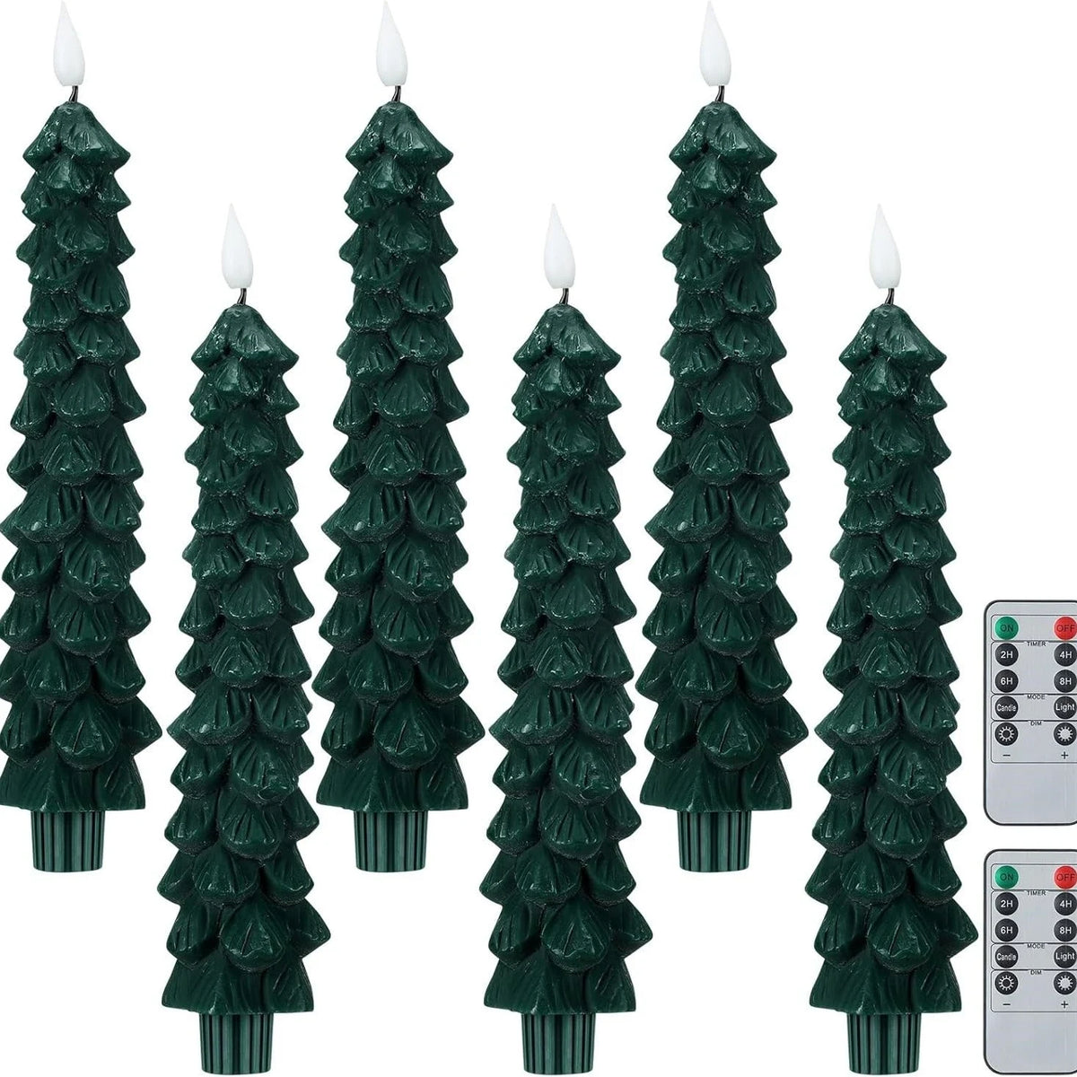 Flameless LED Taper Candles with Christmas Tree Shape and Remote Control Timer - Image 6