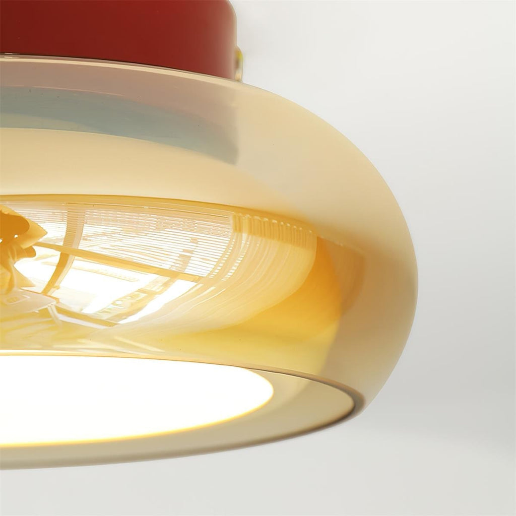 Flush Mount Ceiling Light with Amber Glass Shade Integrated LED Warm - Image 12