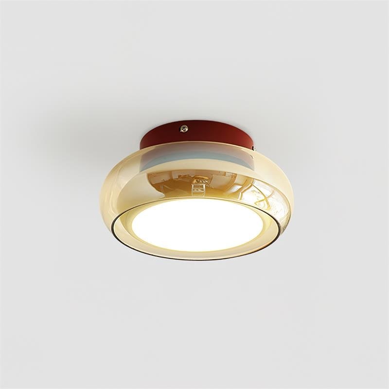 Flush Mount Ceiling Light with Amber Glass Shade Integrated LED Warm - Image 14