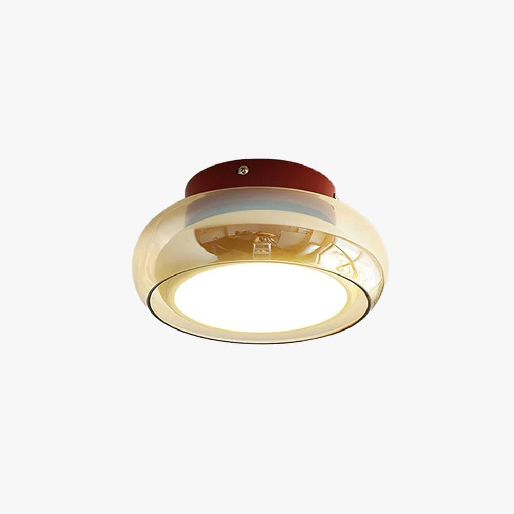 Flush Mount Ceiling Light with Amber Glass Shade Integrated LED Warm - Image 18