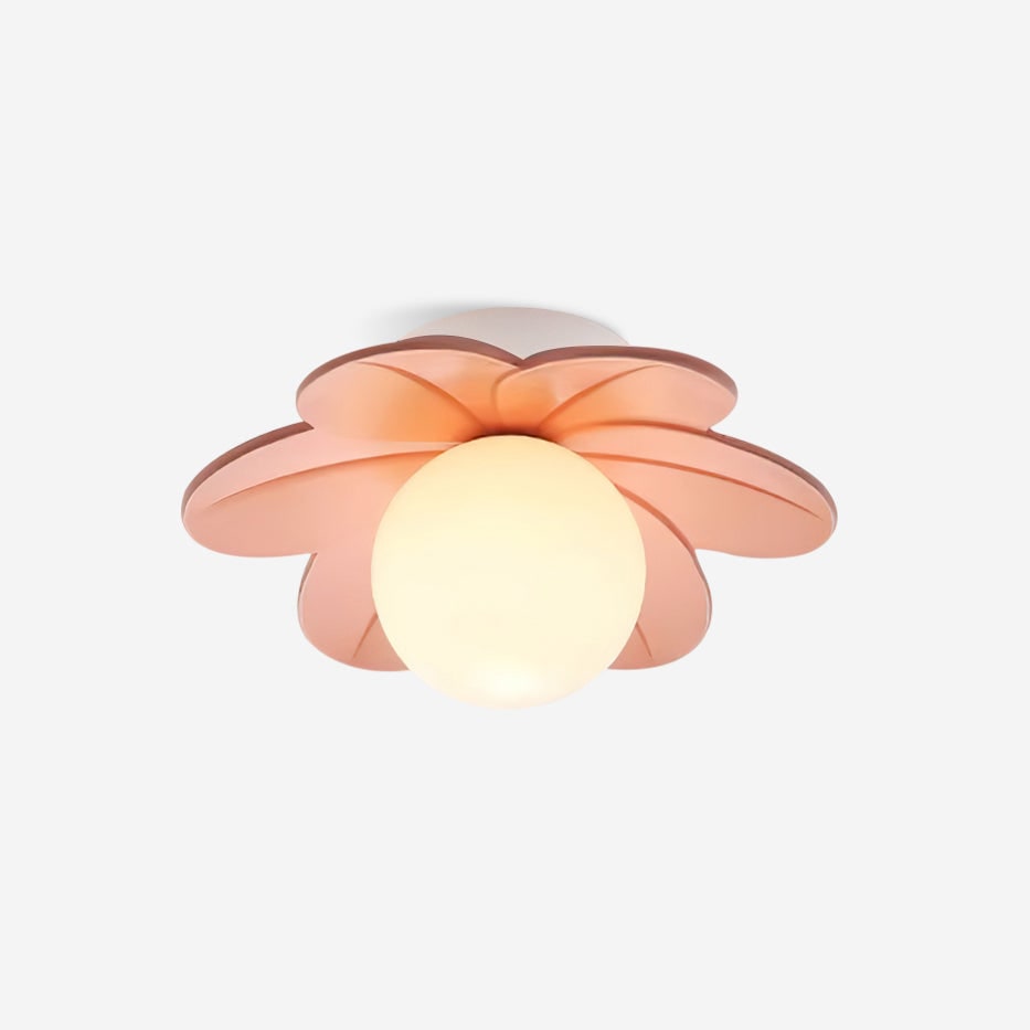 Flush Mount Ceiling Light with Floral Glass Petals and Frosted Diffuser - Image 1