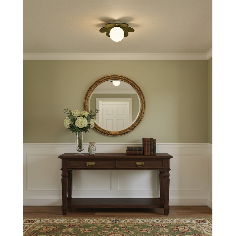 Flush Mount Ceiling Light with Floral Glass Petals and Frosted Diffuser - Image 11