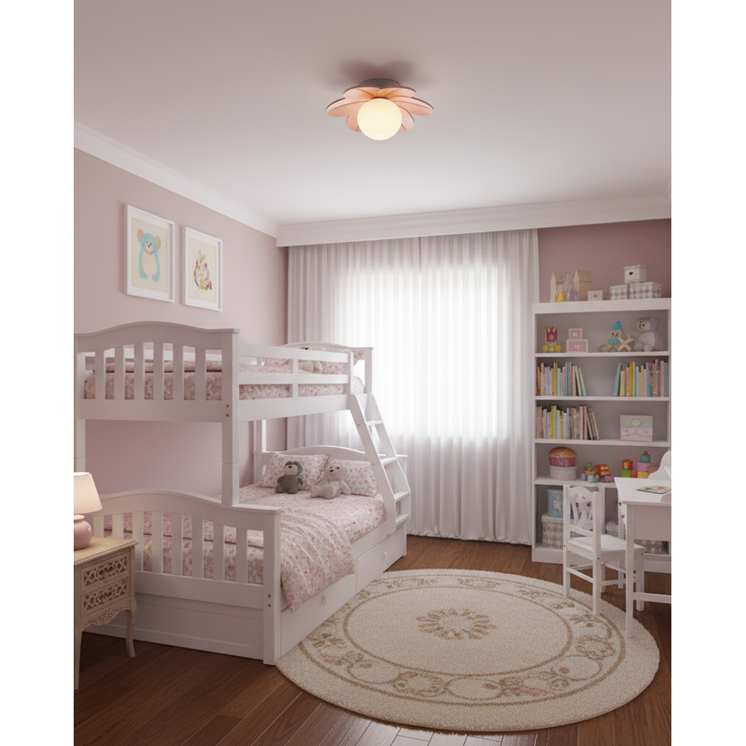 Flush Mount Ceiling Light with Floral Glass Petals and Frosted Diffuser - Image 12