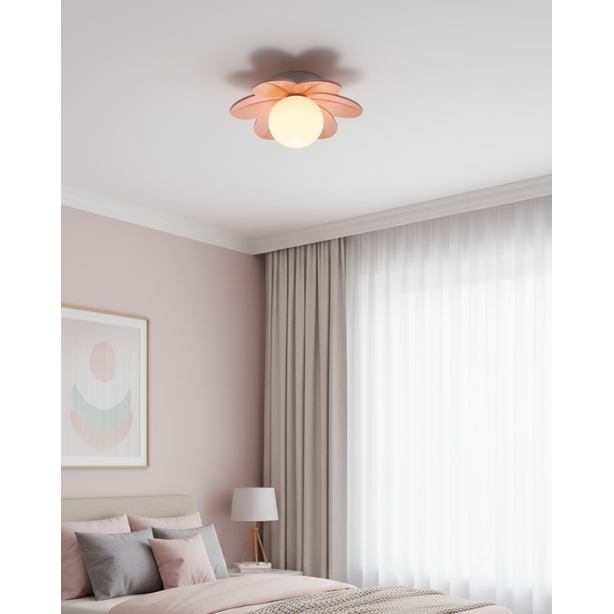 Flush Mount Ceiling Light with Floral Glass Petals and Frosted Diffuser - Image 13
