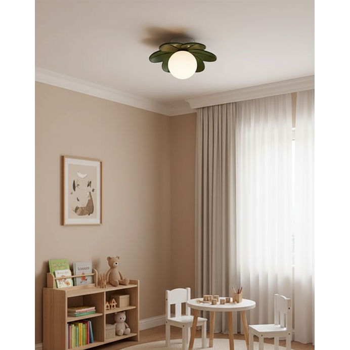 Flush Mount Ceiling Light with Floral Glass Petals and Frosted Diffuser - Image 14