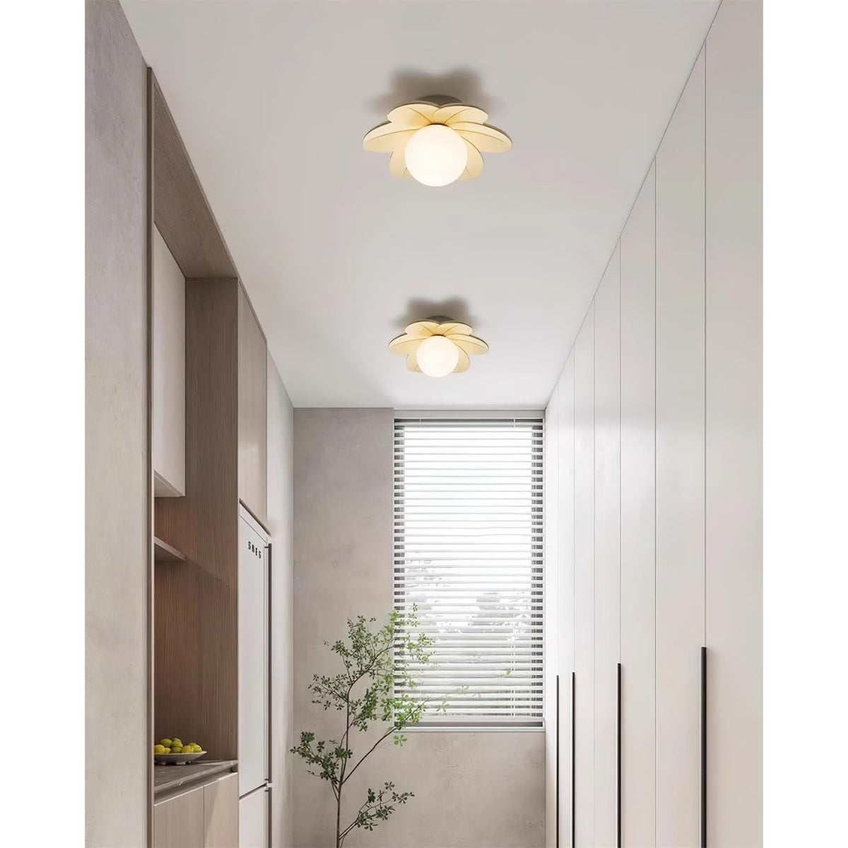 Flush Mount Ceiling Light with Floral Glass Petals and Frosted Diffuser - Image 3