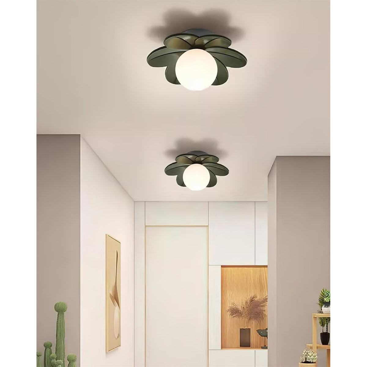 Flush Mount Ceiling Light with Floral Glass Petals and Frosted Diffuser - Image 6