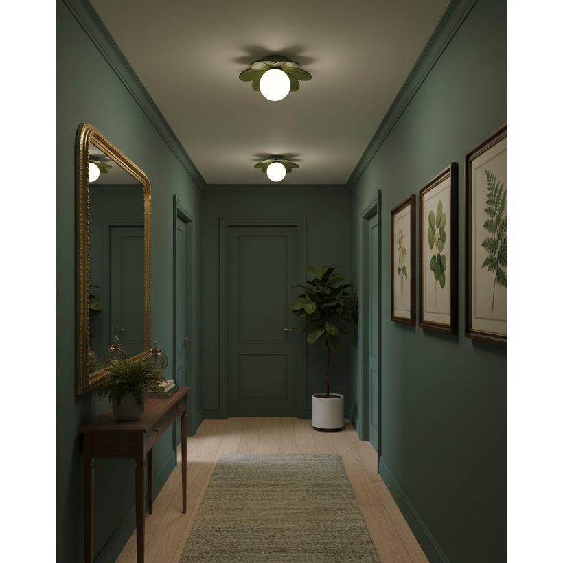Flush Mount Ceiling Light with Floral Glass Petals and Frosted Diffuser - Image 8