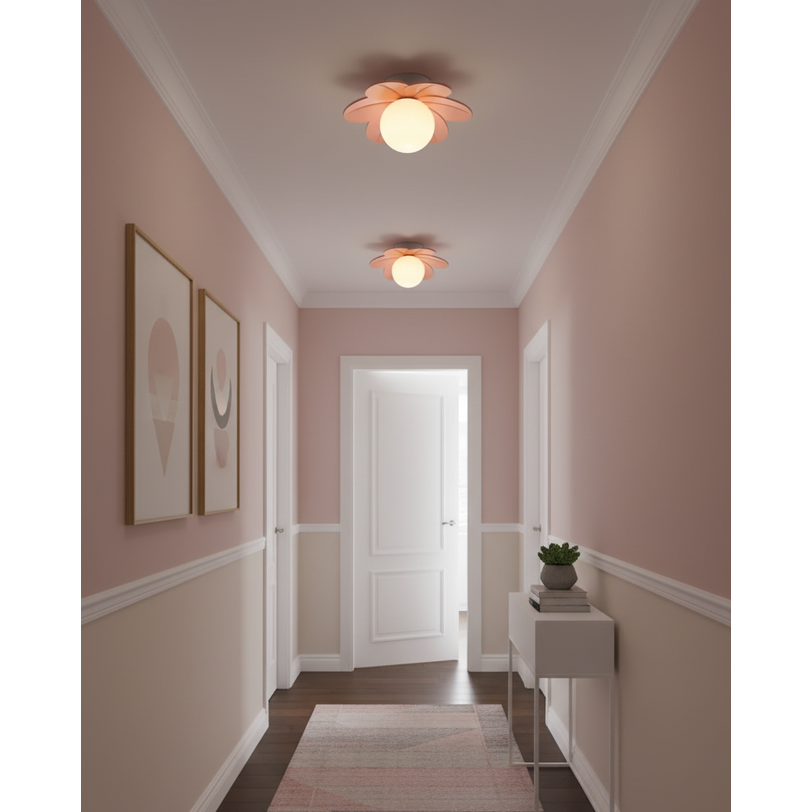 Flush Mount Ceiling Light with Floral Glass Petals and Frosted Diffuser - Image 9