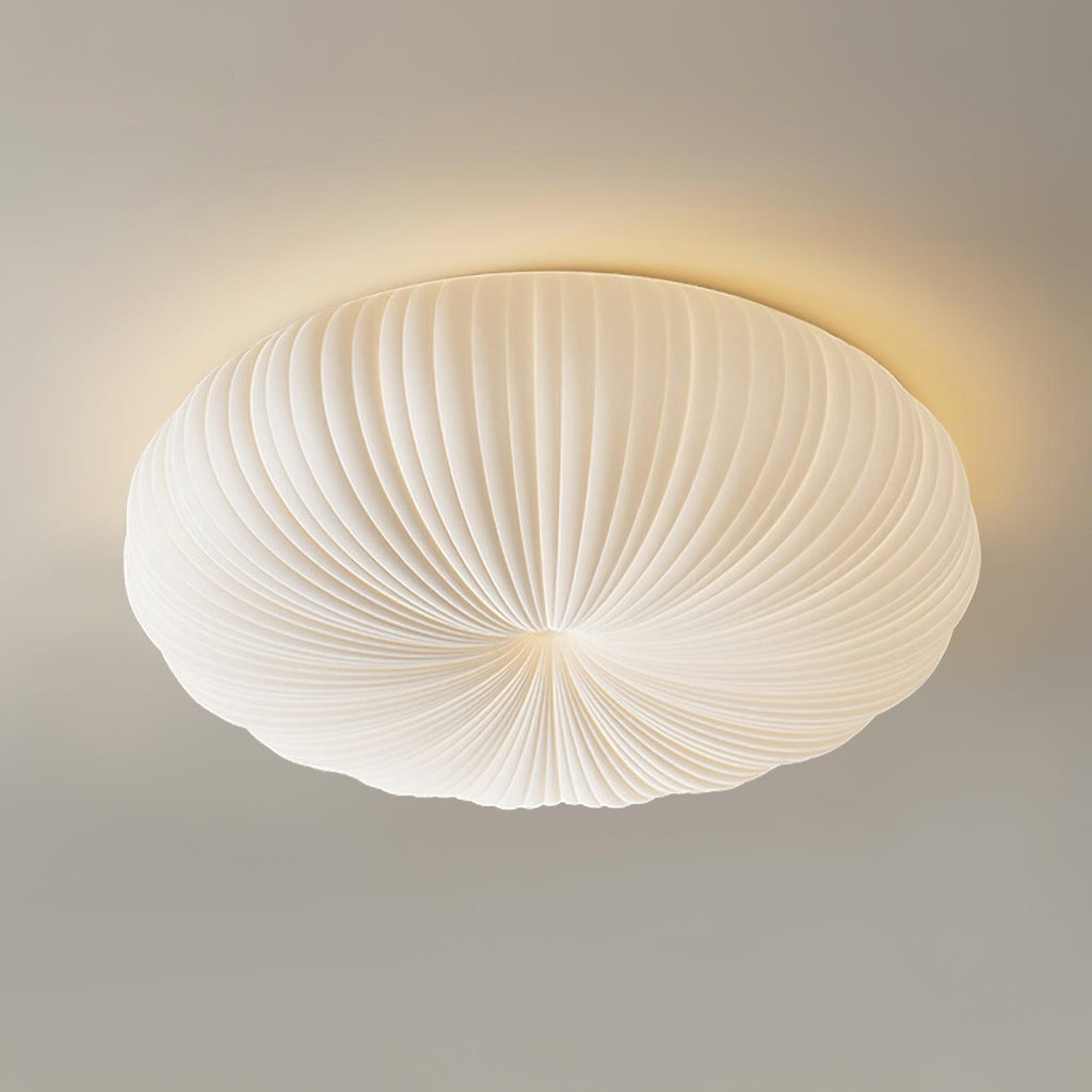 Flush Mount Ceiling Light with Pleated Dome Shade and Warm LED Illumination - Image 5