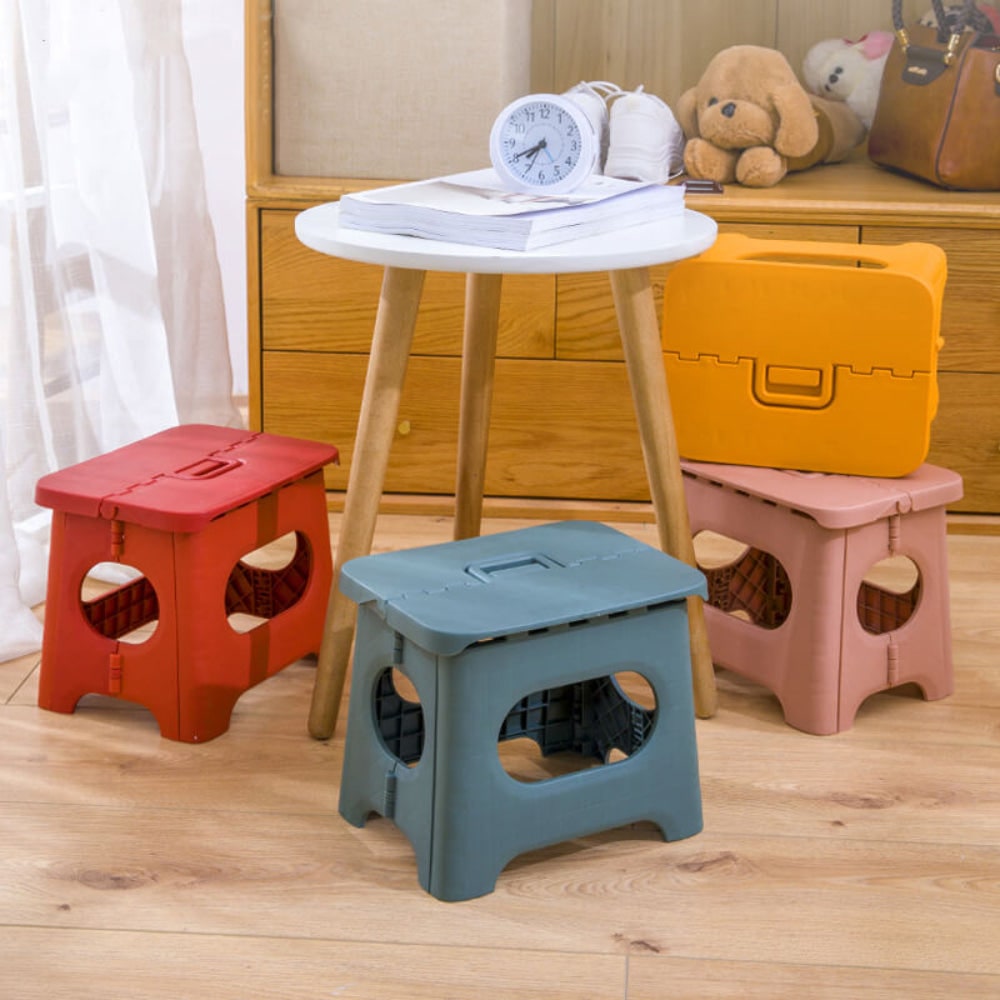 Folding Step Stool with Carrying Handle Portable Plastic Design for Home and Travel - Image 2