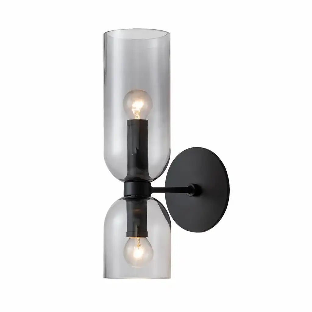 Wall Sconce Lamp with Dual Sculpted Glass Shades Modern Contemporary Lighting