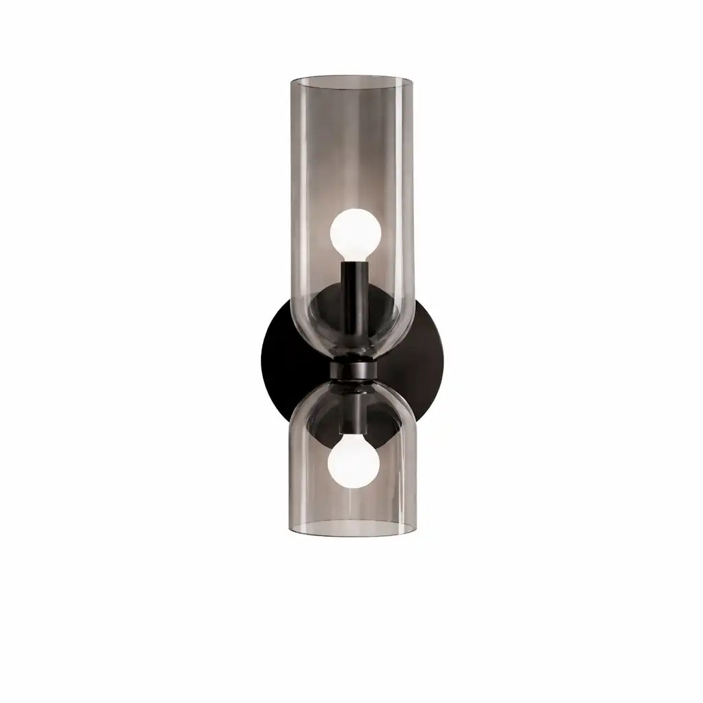 Wall Sconce Lamp with Dual Sculpted Glass Shades Modern Contemporary Lighting