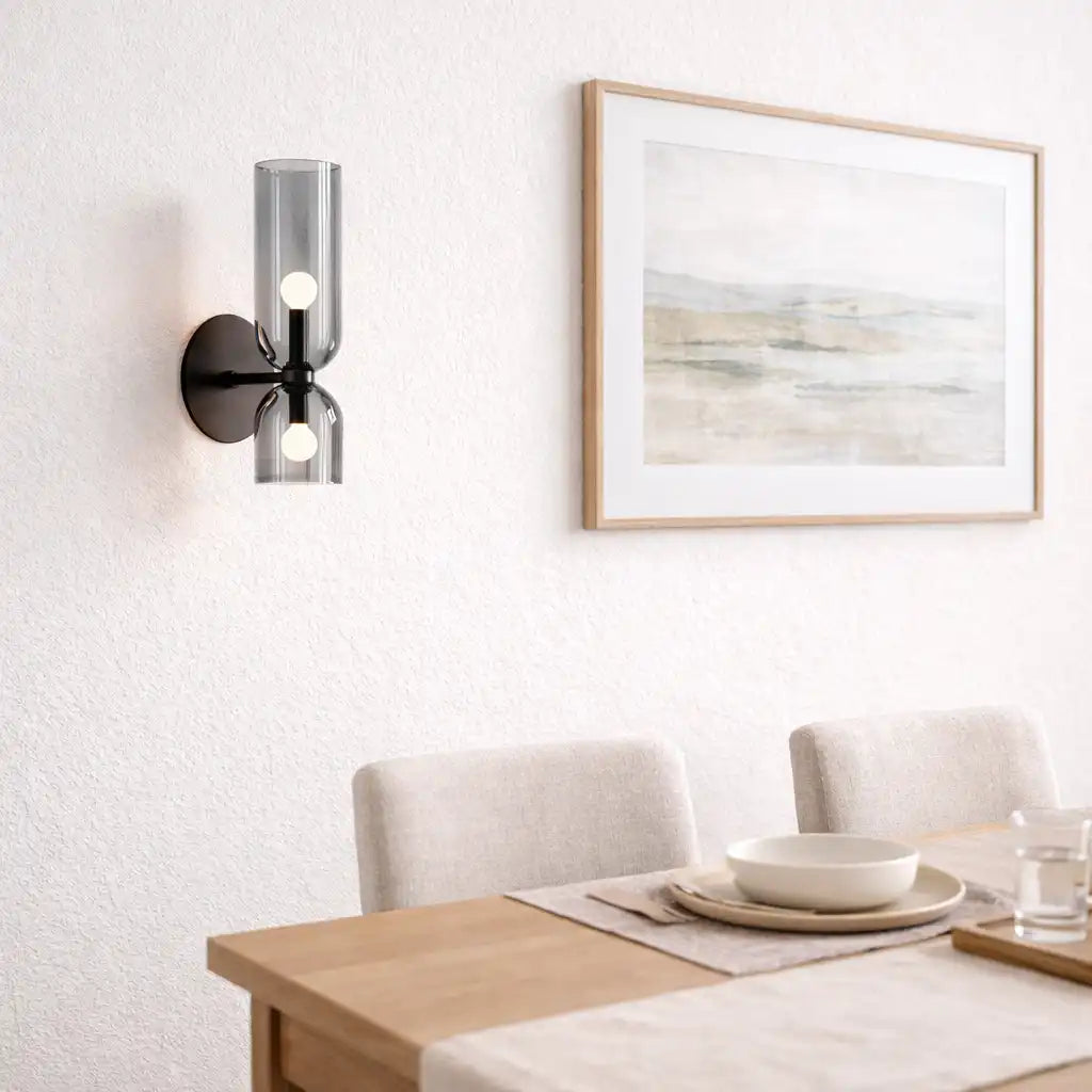 Wall Sconce Lamp with Dual Sculpted Glass Shades Modern Contemporary Lighting