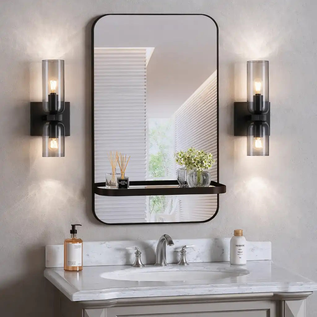 Wall Sconce Lamp with Dual Sculpted Glass Shades Modern Contemporary Lighting