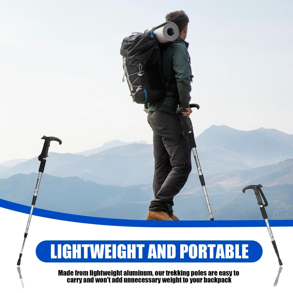 Hiking Trekking Pole Collapsible Telescopic with Adjustable Length and Ergonomic T-Handle - Image 2