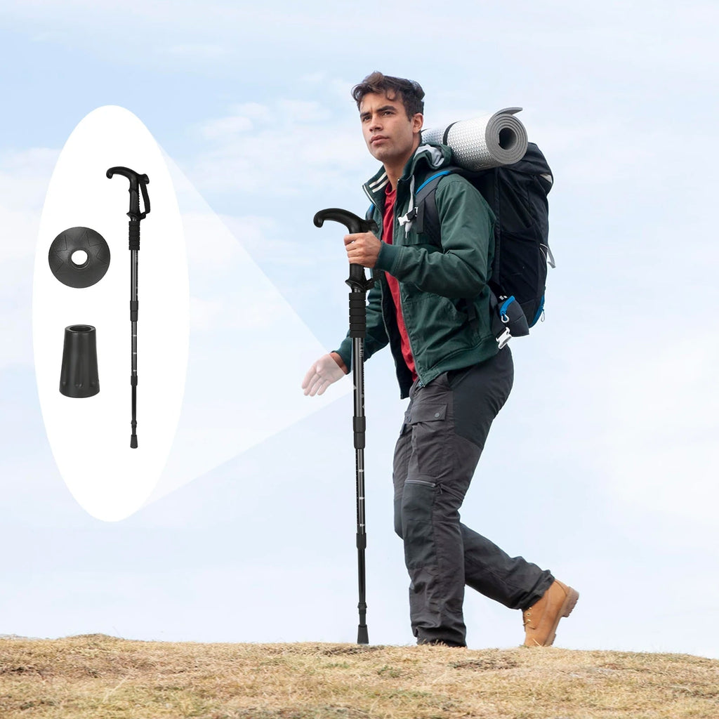 Hiking Trekking Pole Collapsible Telescopic with Adjustable Length and Ergonomic T-Handle - Image 3