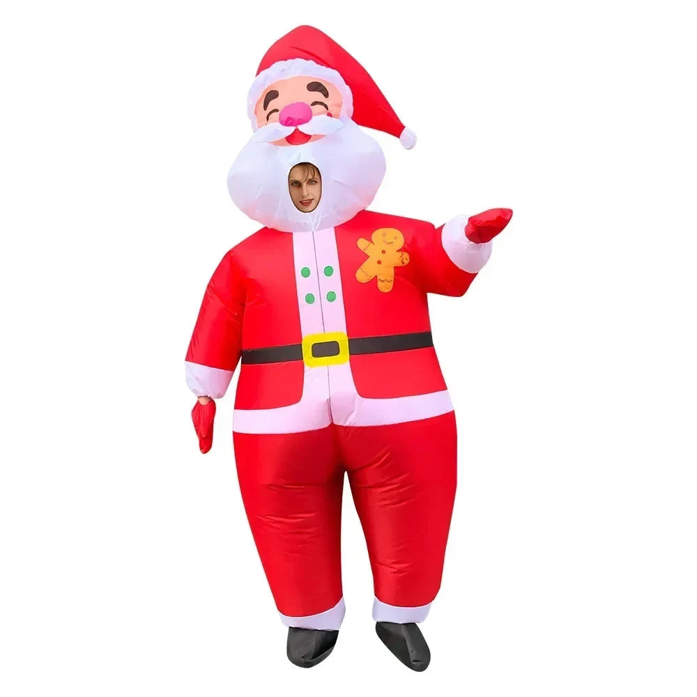 Inflatable Christmas Costume with Face Cutout and Elasticated Cuffs for Holiday Party - Image 4