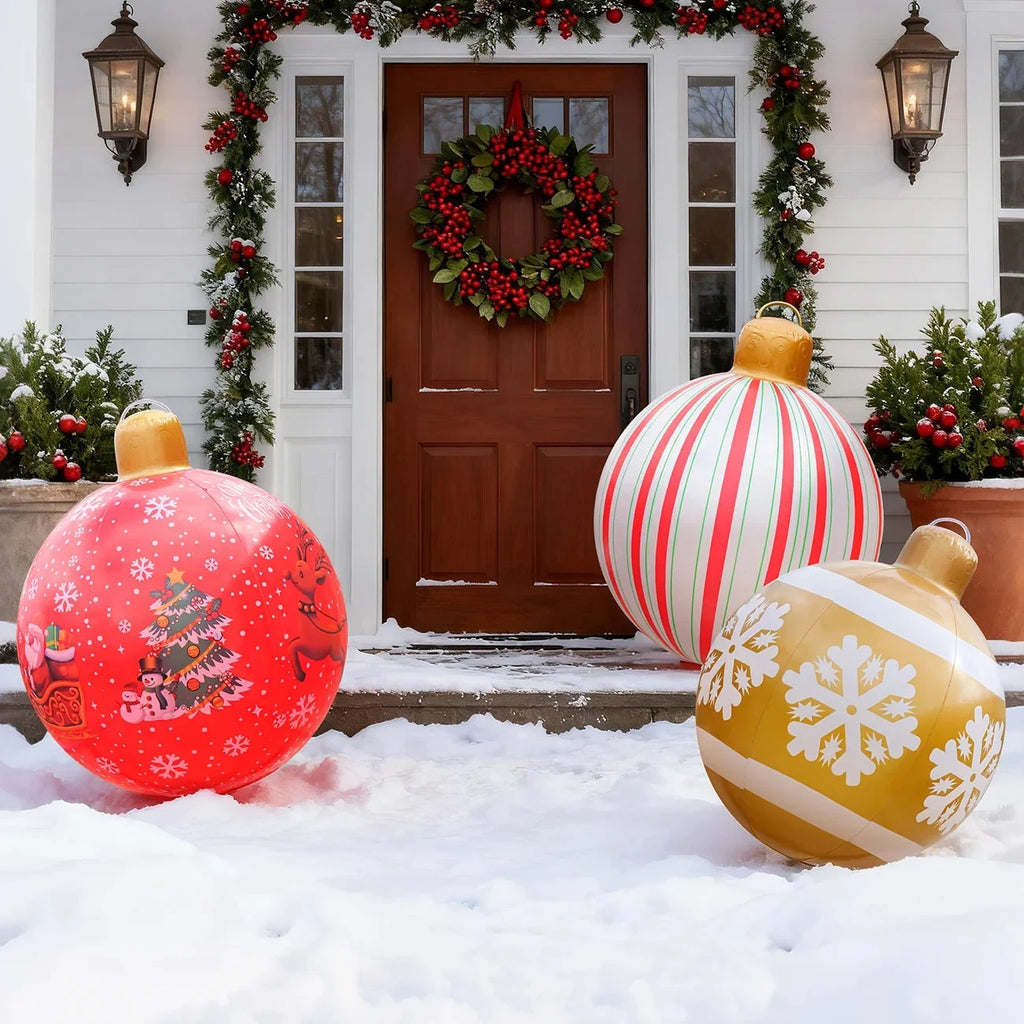 Inflatable Christmas Ornament Ball Giant Outdoor Decoration with PVC Construction - Image 4