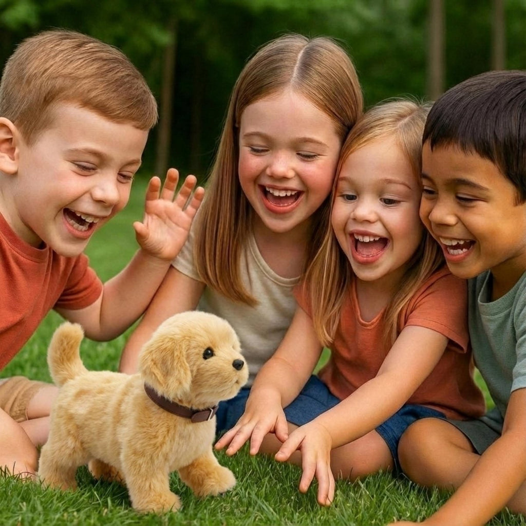 Interactive Robotic Dog Toy with Soft Golden Fur and Wagging Tail for Kids - Image 5
