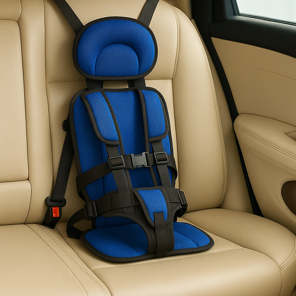 Kids' Portable Car Seat with Safety Harness Padded Headrest and Adjustable Straps - Image 1