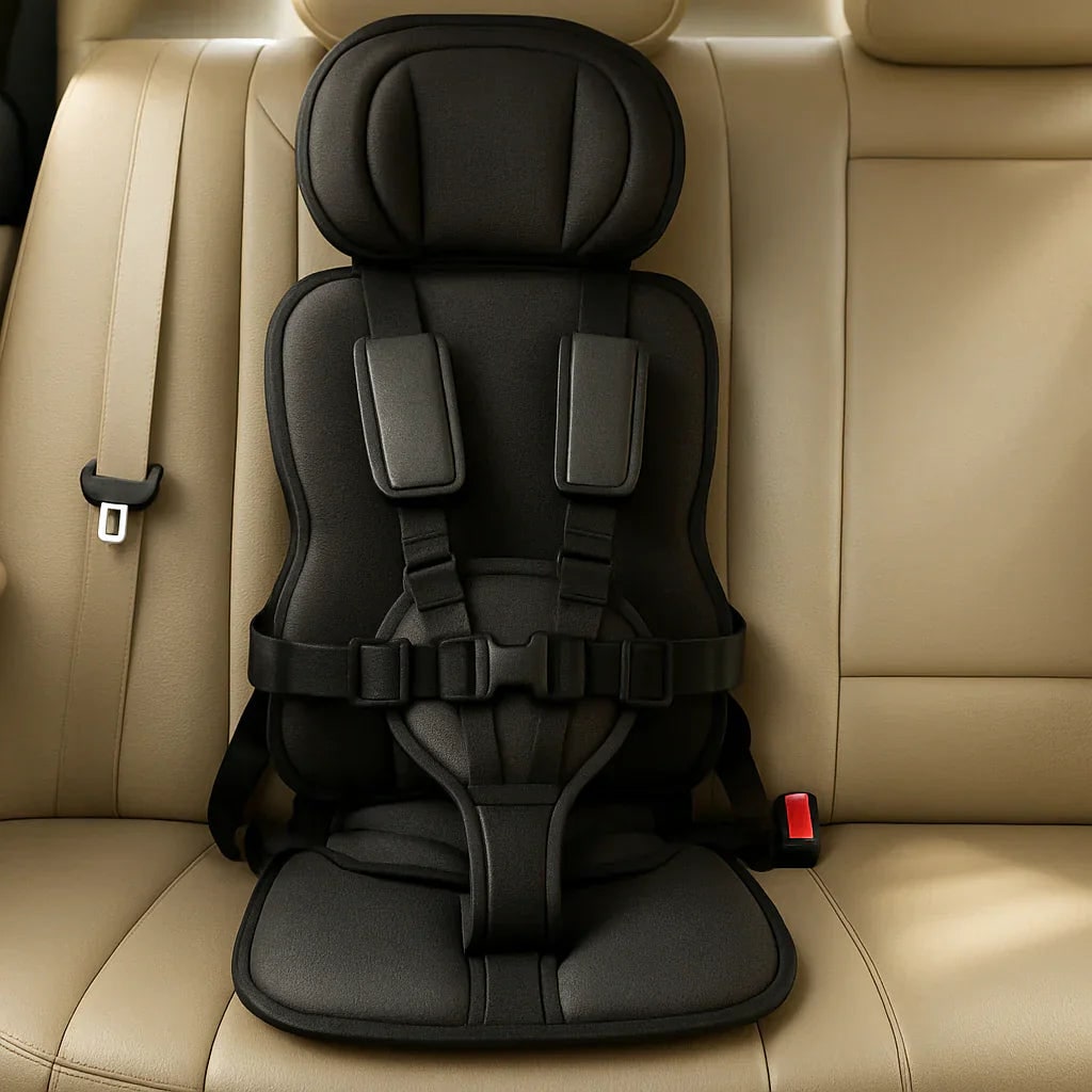Kids' Portable Car Seat with Safety Harness Padded Headrest and Adjustable Straps - Image 4