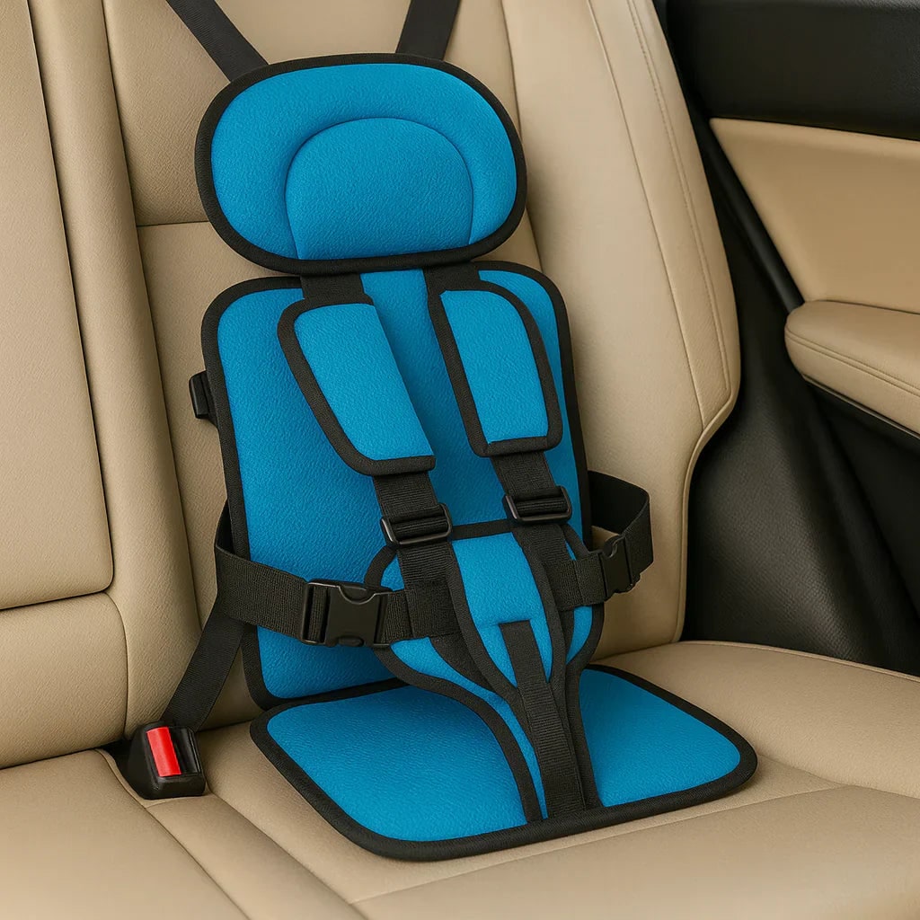 Kids' Portable Car Seat with Safety Harness Padded Headrest and Adjustable Straps - Image 8