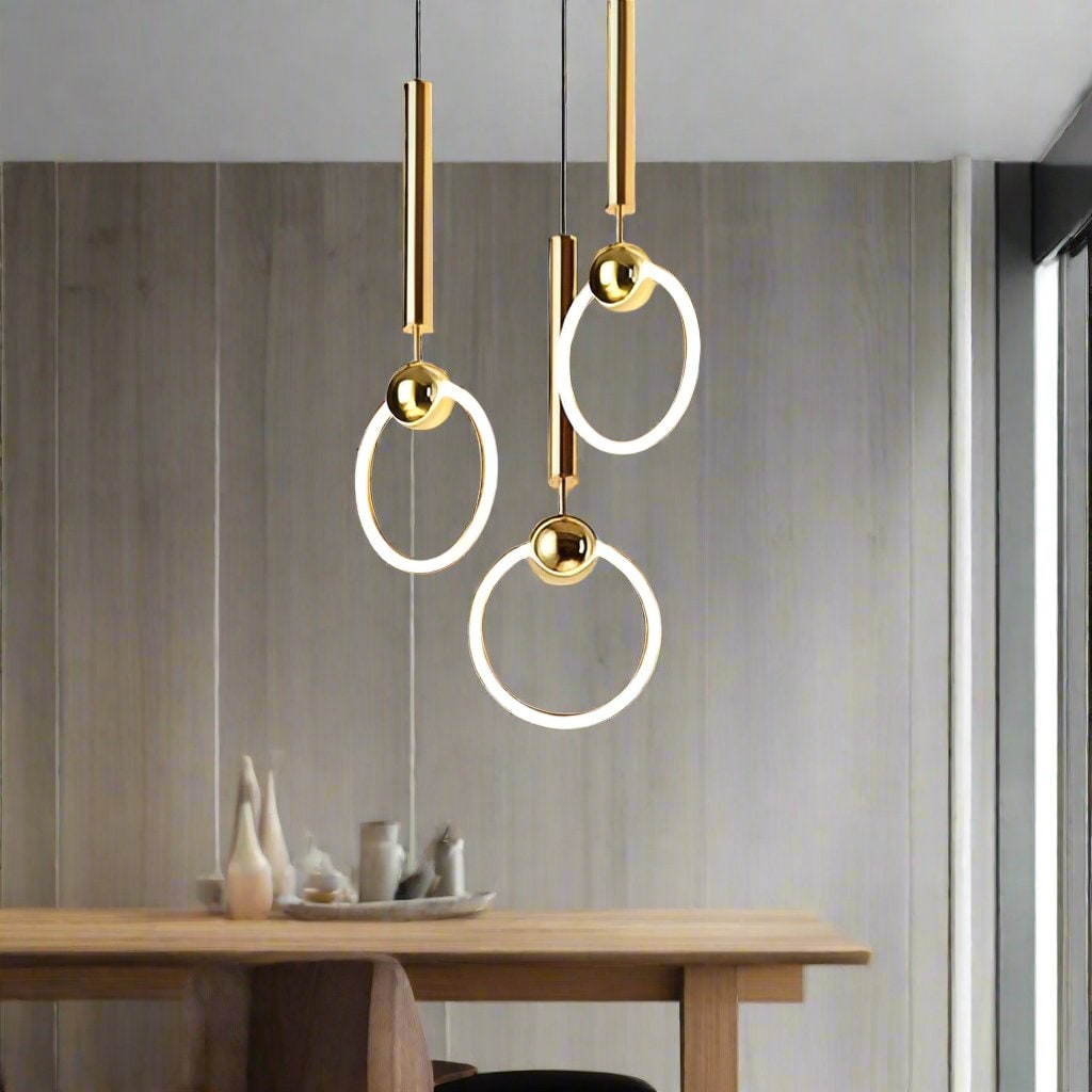 Kitchen Pendant Light Fixtures with Modern Gold Plated Ring Design and Minimalist Elegance - Image 1