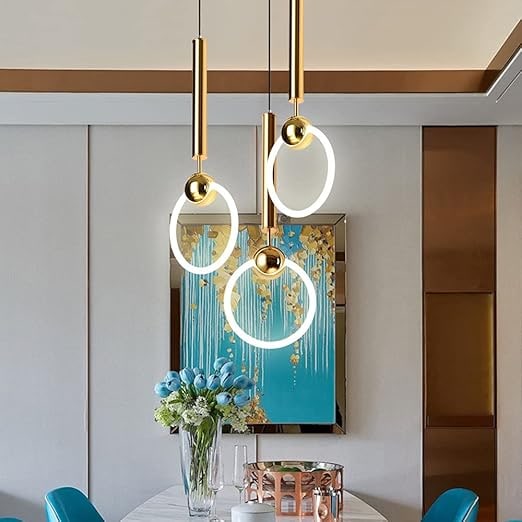 Kitchen Pendant Light Fixtures with Modern Gold Plated Ring Design and Minimalist Elegance - Image 2