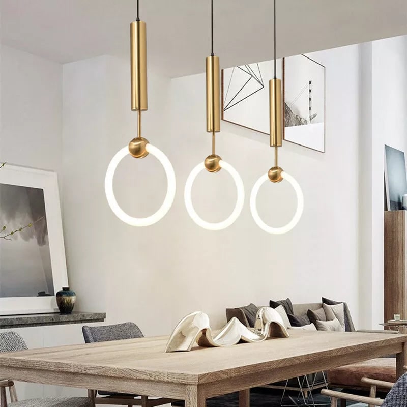 Kitchen Pendant Light Fixtures with Modern Gold Plated Ring Design and Minimalist Elegance - Image 6