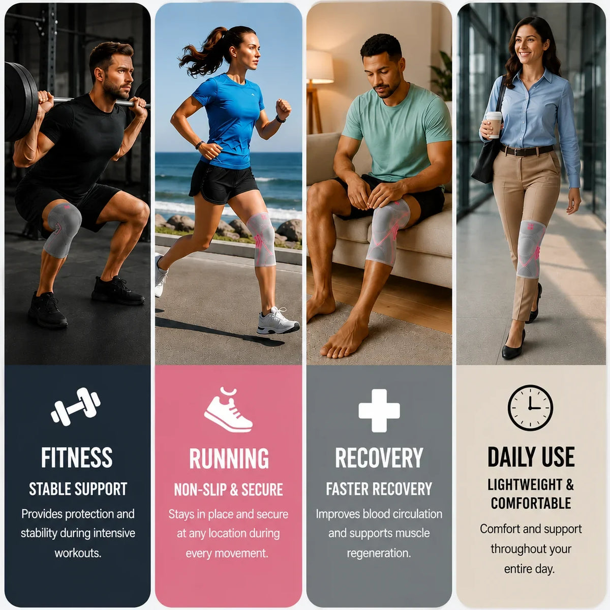 Knee Compression Sleeve with Non-Slip Support for Running and Everyday Movement - Image 6