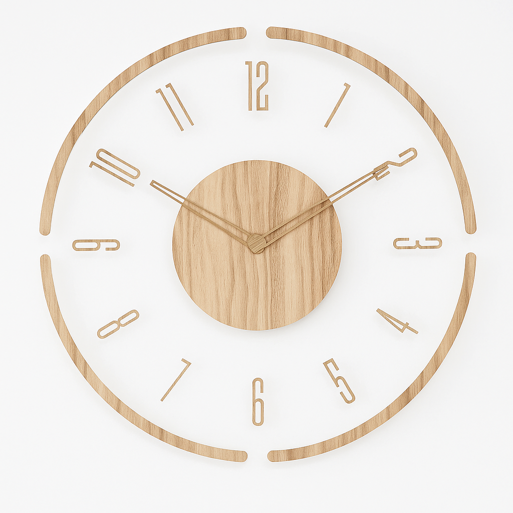 Large Wall Clock with Transparent Acrylic and Wooden Accents Modern Minimalist Design - Image 4