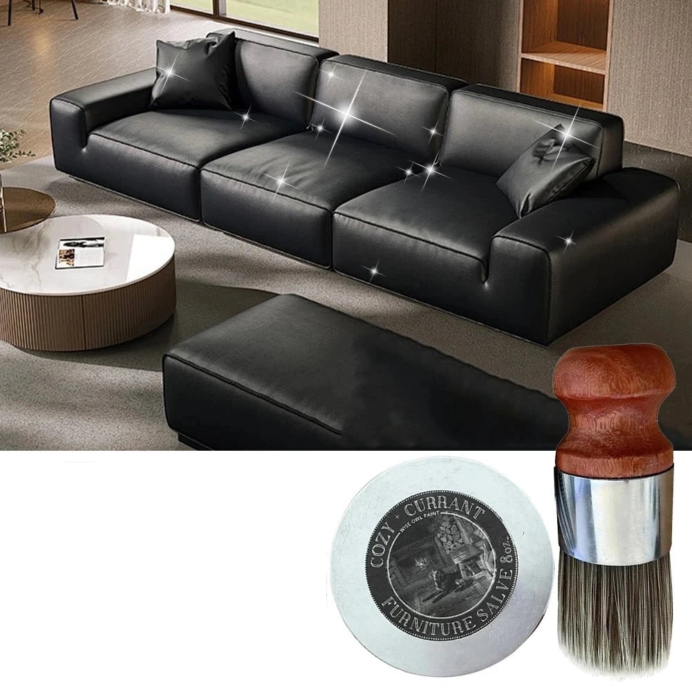 Leather Treatment for Furniture with Conditioner and Wooden Application Brush - Image 2