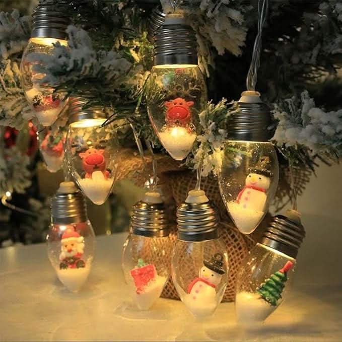 LED Christmas String Lights with Warm White Glow and Hanging Holiday Figurines - Image 6
