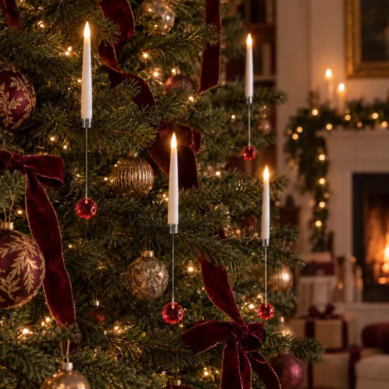 LED Christmas Tree Candles with Flickering Flame and Hanging Ornaments for Holiday Lighting - Image 14