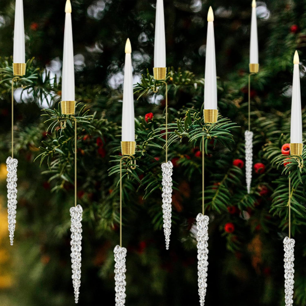 LED Christmas Tree Candles with Flickering Flame and Hanging Ornaments for Holiday Lighting - Image 17