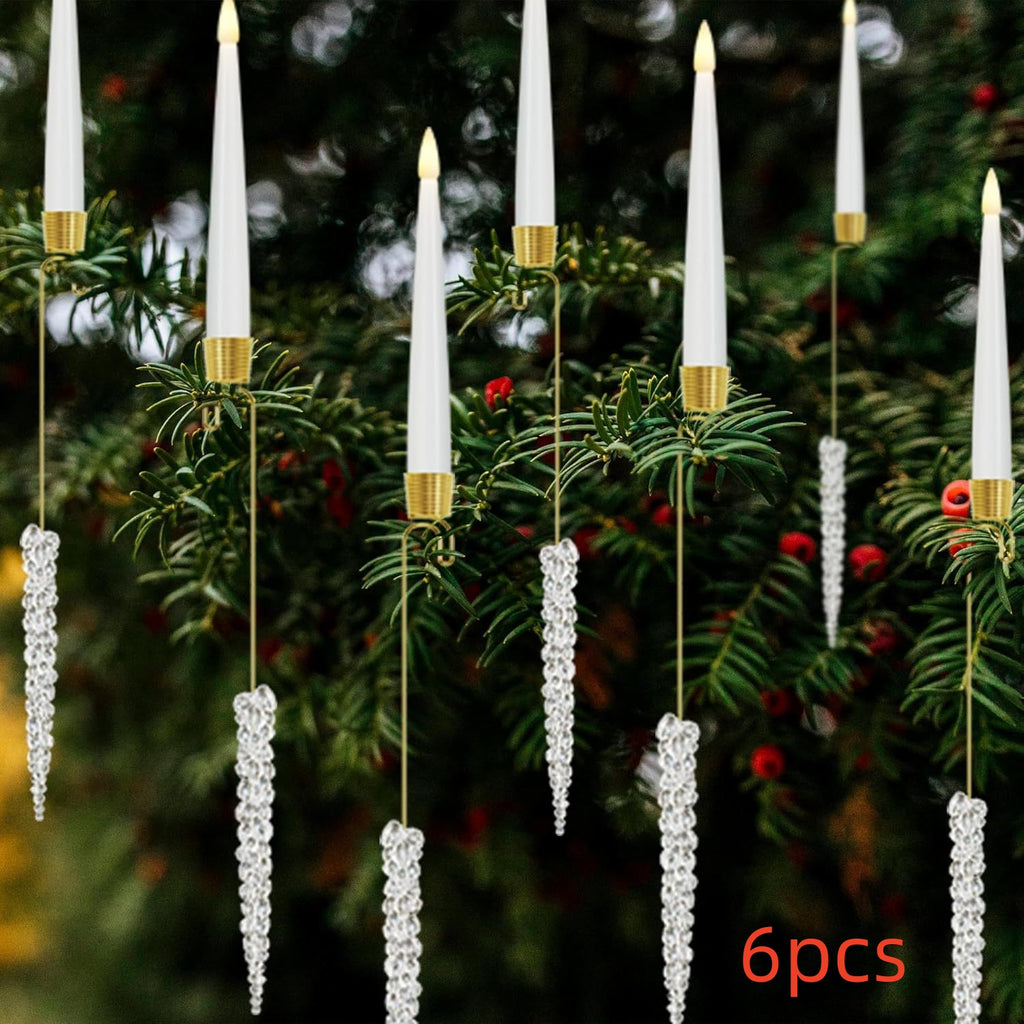 LED Christmas Tree Candles with Flickering Flame and Hanging Ornaments for Holiday Lighting - Image 22