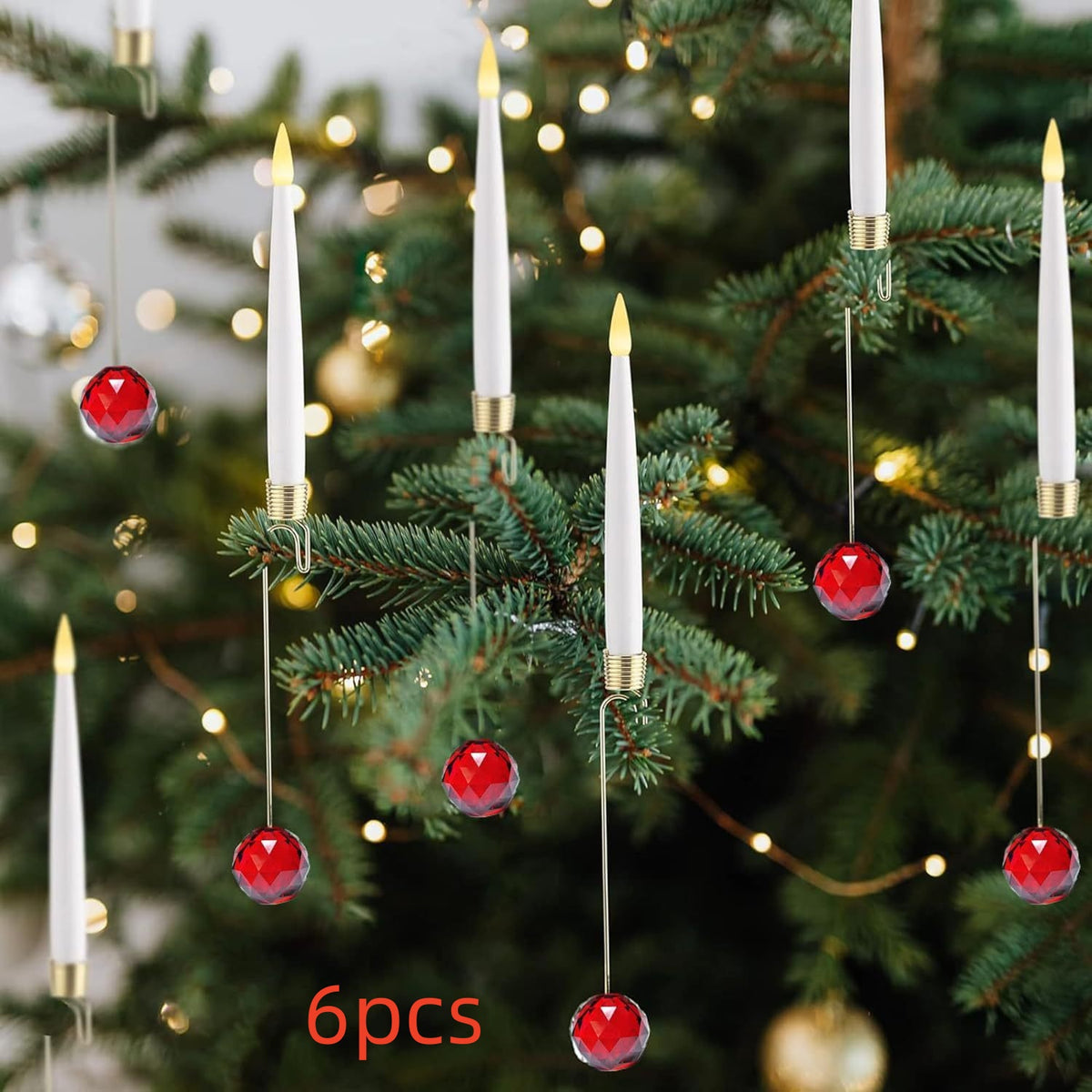 LED Christmas Tree Candles with Flickering Flame and Hanging Ornaments for Holiday Lighting - Image 23