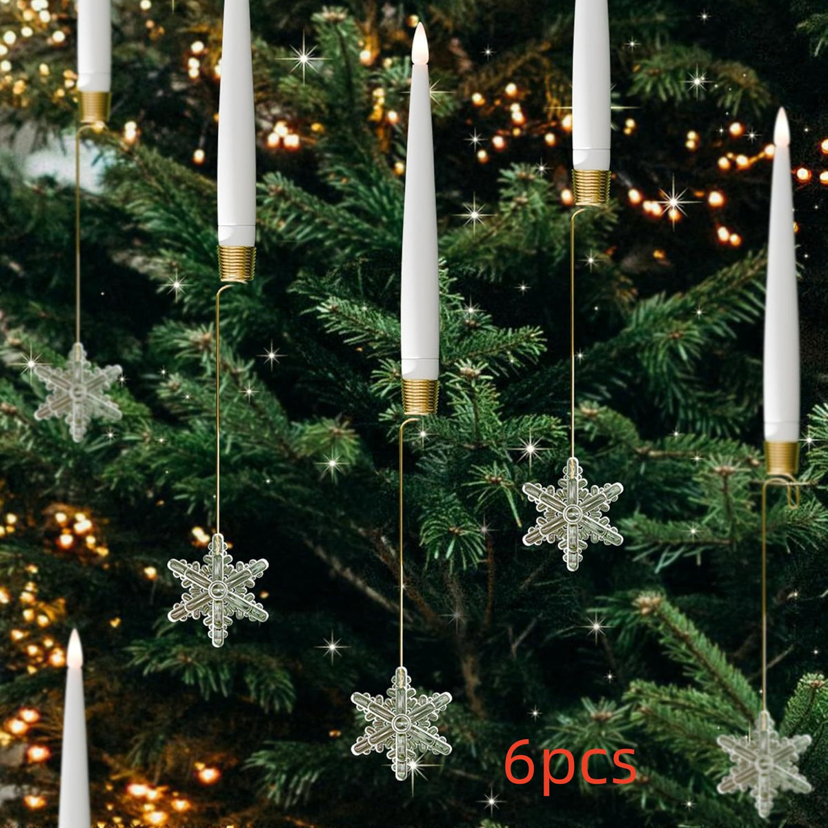 LED Christmas Tree Candles with Flickering Flame and Hanging Ornaments for Holiday Lighting - Image 24